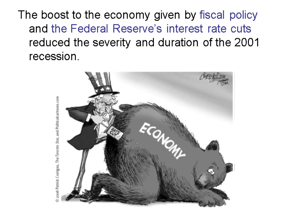 The boost to the economy given by fiscal policy and the Federal Reserve’s interest